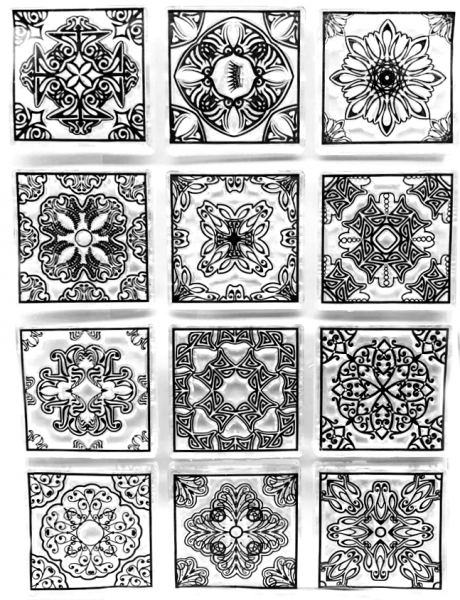 Silikonstempel 12 Mandalas quadratisch